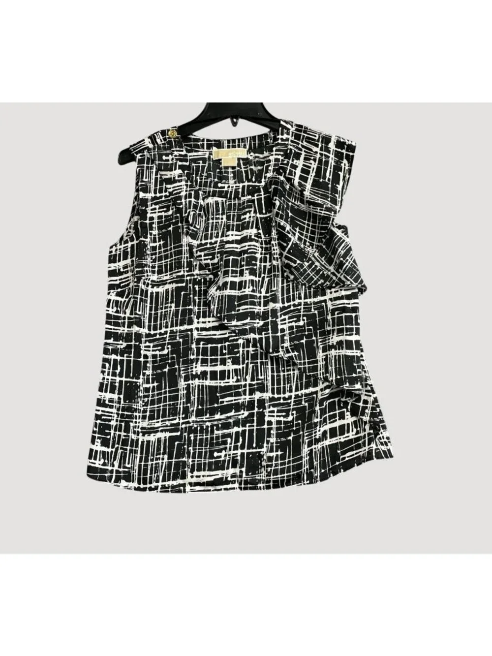 Michael Kors Women's 4 Abstract Sleeveless Ruffle Chiffon Blouse P0268